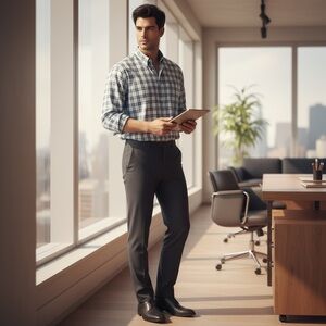 L.L. Bean Men's Blue/white Plaid Button Down XXL Oxford cotton Shirt A073